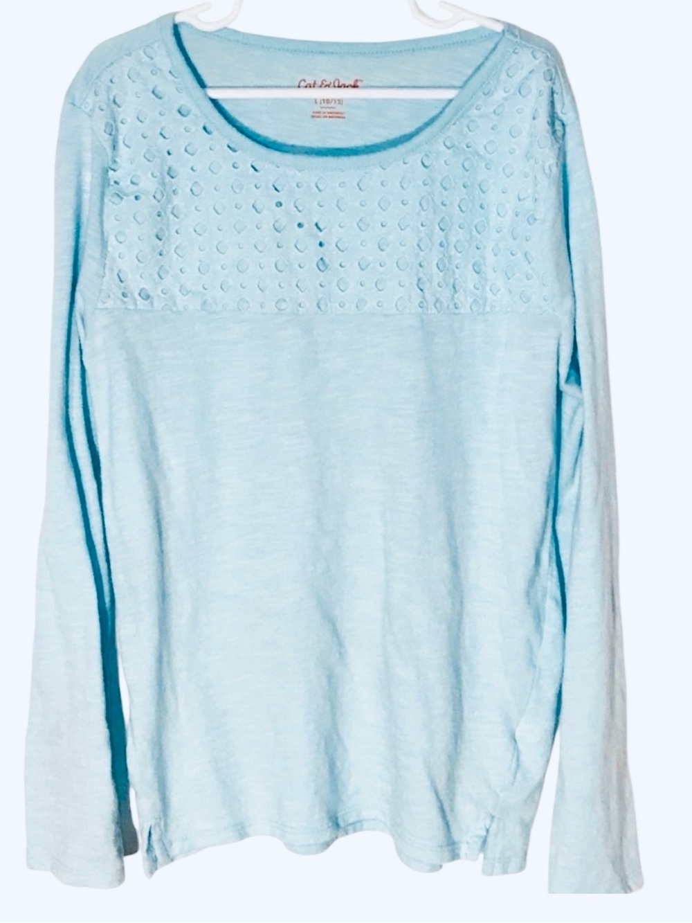 Cat & Jack Long Sleeve Blue Pullover Shirt Girls Size Large (10-12)